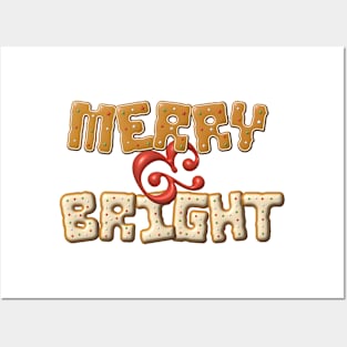 Merry & Bright Christmas Lettering Design Posters and Art